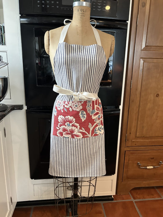 Ticking Stripe Apron - Your Choice of Print