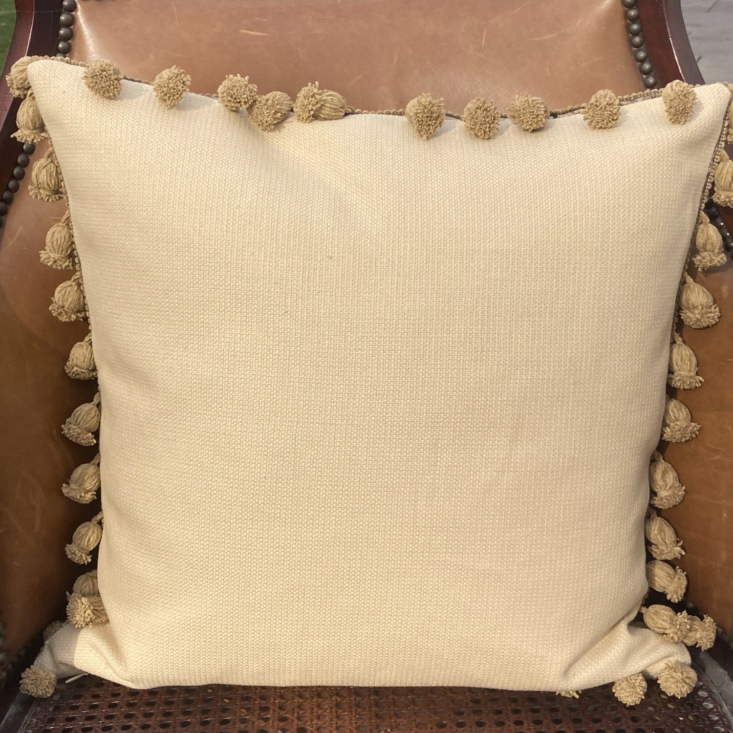 Bosphorus Batik Linen 19 x 19 Square Decorative Pillow Back with Down Feather Insert