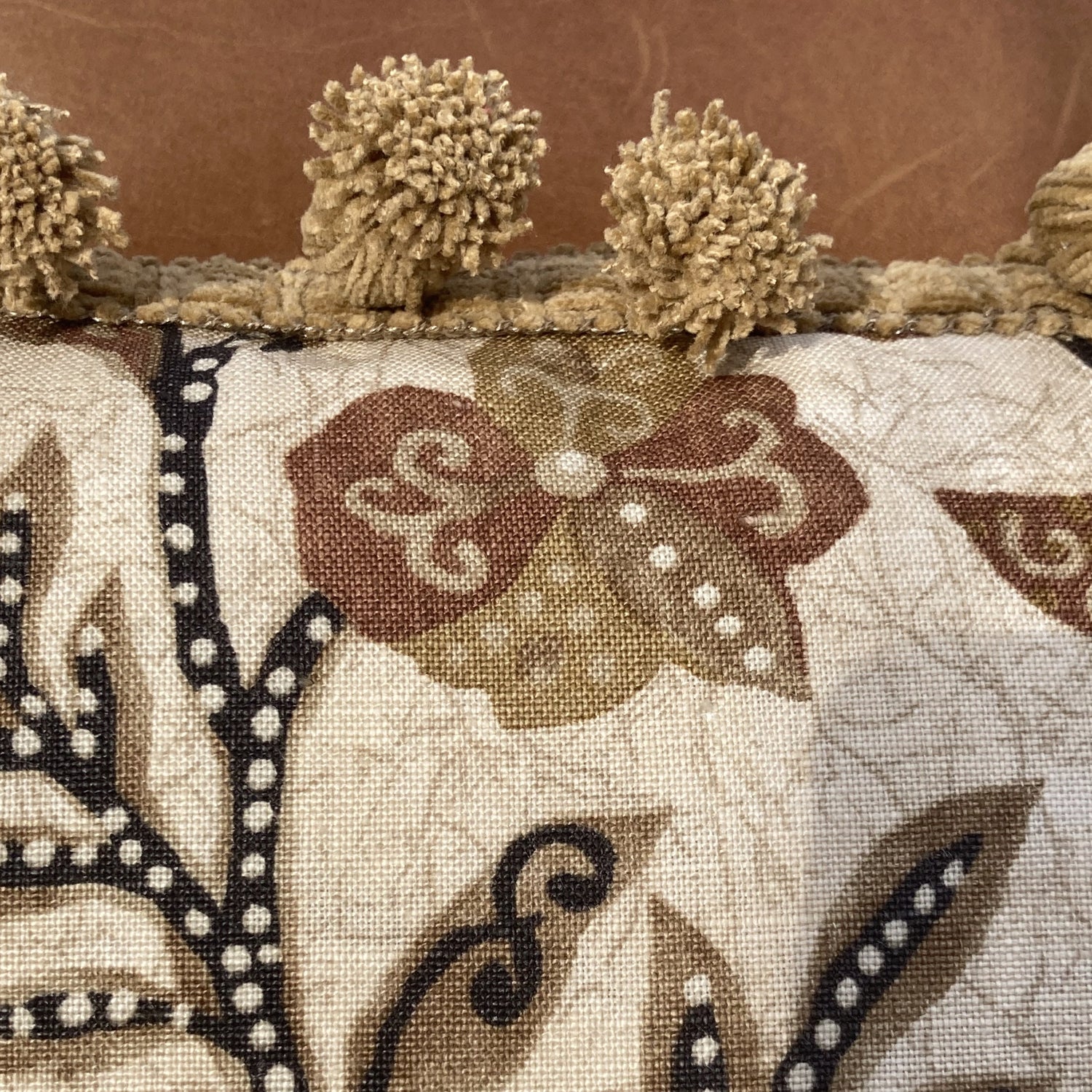 Bosphorus Batik Linen 19 x 19 Square Decorative Pillow Fringe with Down Feather Insert