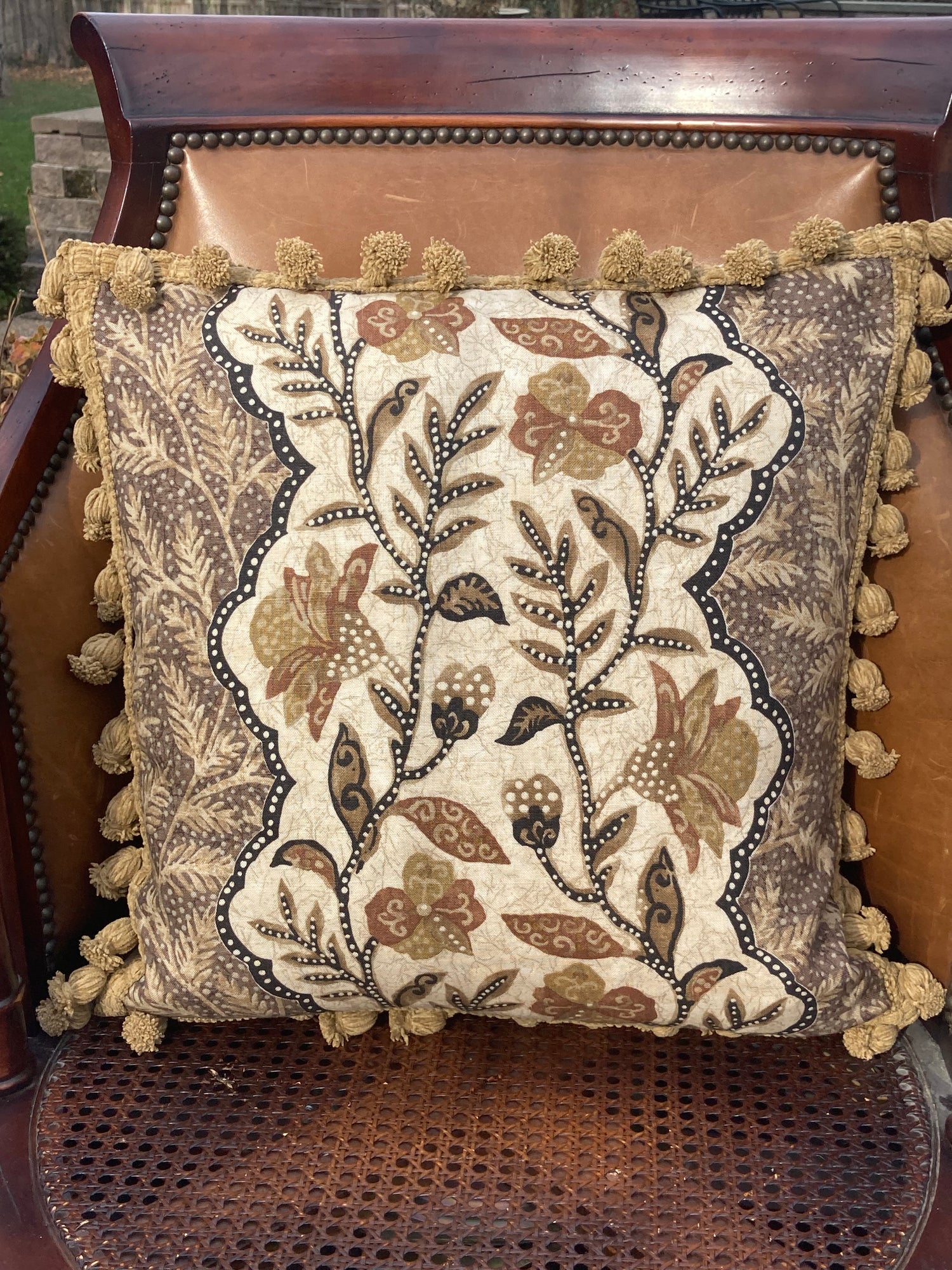 Bosphorus Batik Linen 19 x 19 Square Decorative Pillow Front with Down Feather Insert