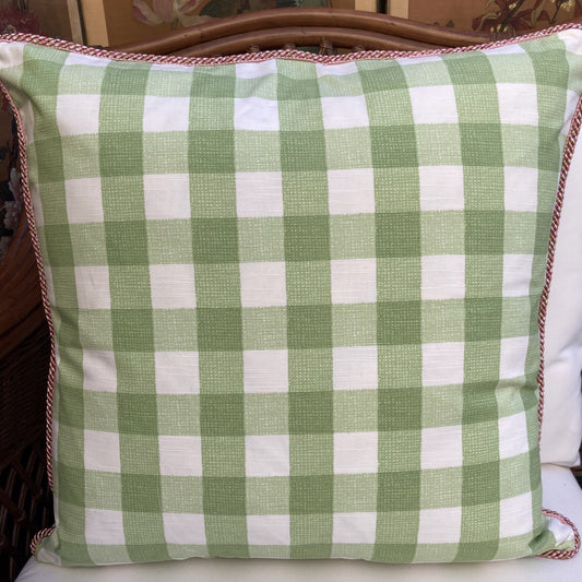 Charming Pink and Green Garden Bugs 24 x 24 Square Designer Pillow Back with Down Feather Insert