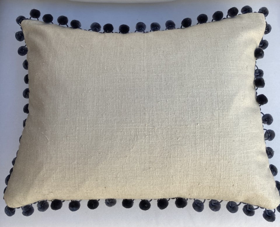 Musical Figures Hand Printed Toile in Charcoal 14 x 18 Rectangle Designer Pillow Back with Down Feather Insert