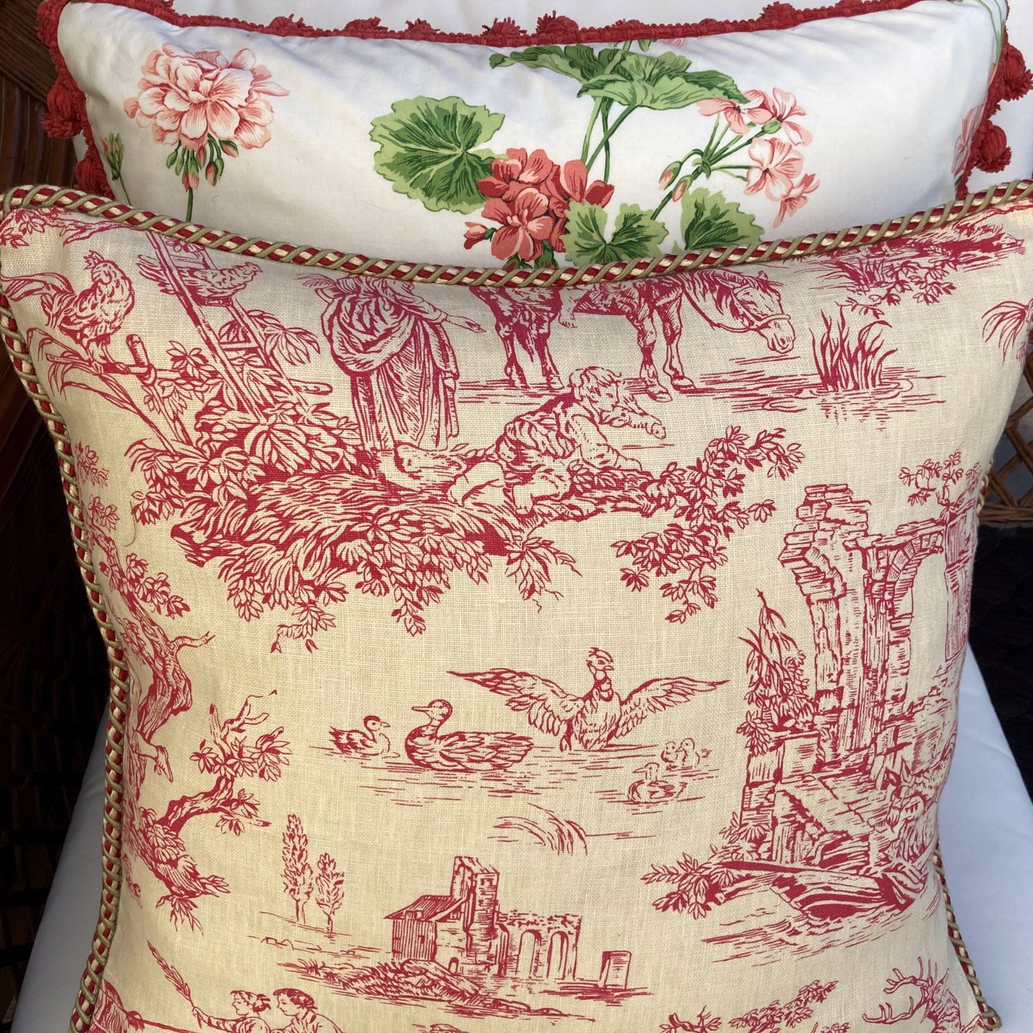 Red toile on sale pillows