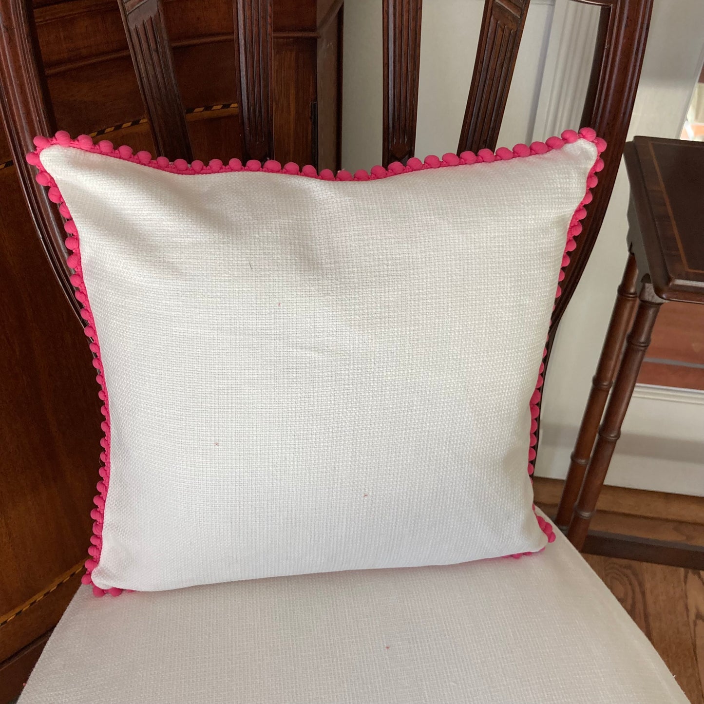 Flower Power Pink and Green 16 x 16 square Inches Designer Pillow with Down Feather Insert