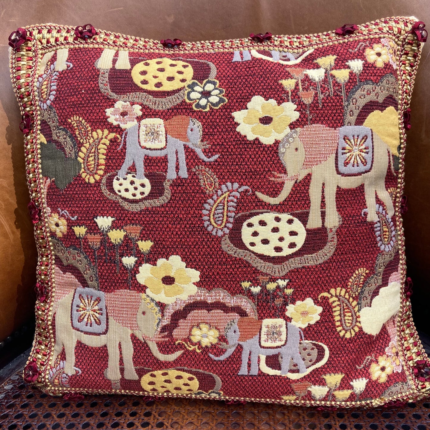 Maharaja Elephant 16 x 16 Square Decorative Pillow Front with Down Feather Insert