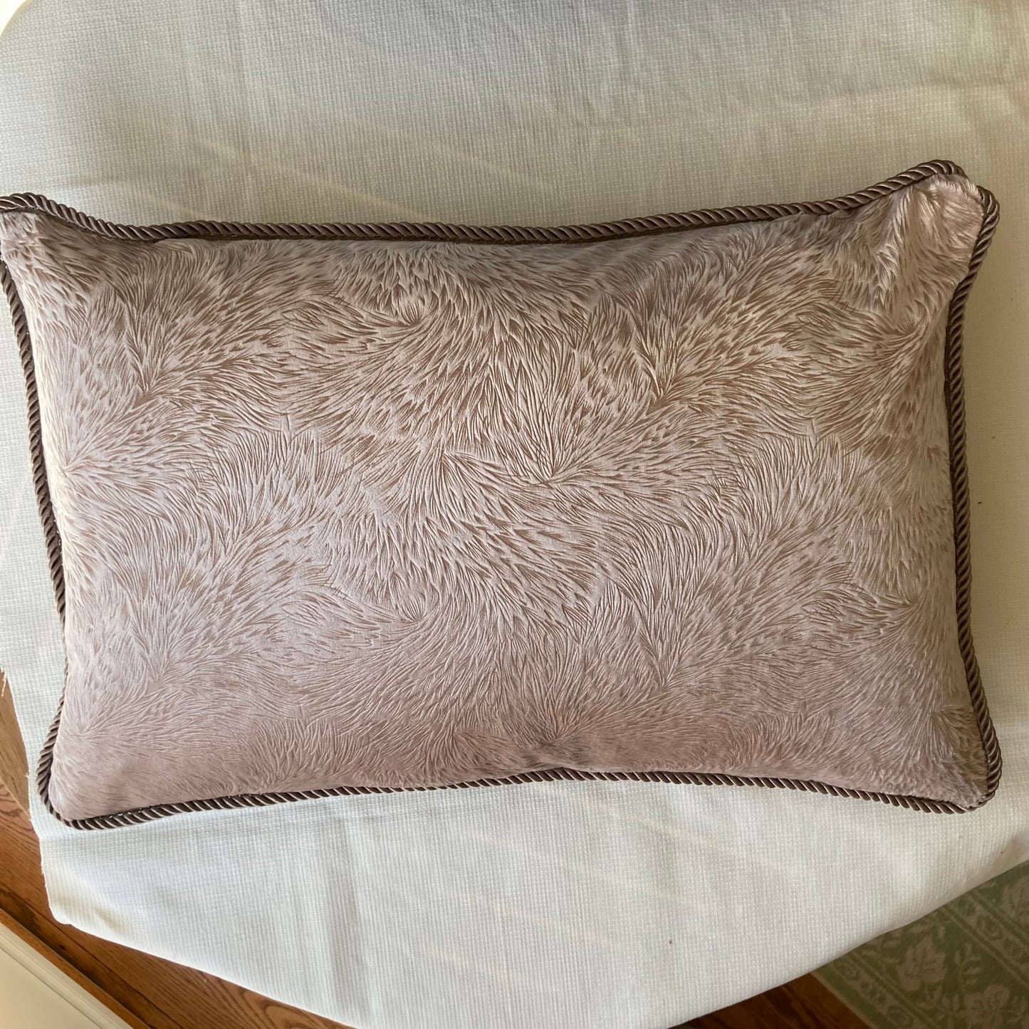 Dusty Mauve and Cocoa Velvet Boho 16 X 24 Rectangle Decorative Lumbar Designer Pillow with Down Feather Insert