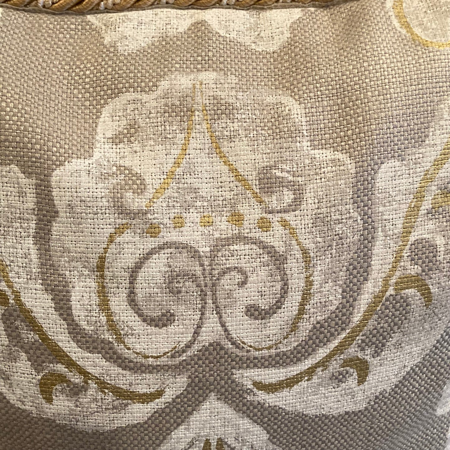 Brocatello Glam Damask 18 x 18 Inches Square Designer Pillow Close up with Down Feather Insert